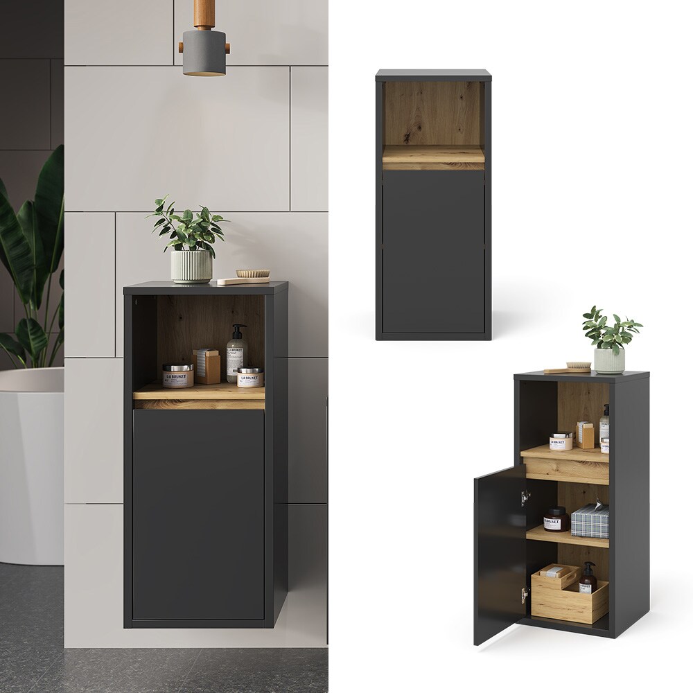 Vicco Midischrank Badschrank Badezimmerm&ouml;bel Viola Anthrazit Eiche modern 38x80 Badezimmer Schrank Badm&ouml;bel Schrankt&uuml;r Schrankfach Ablage Aufbewahrung 