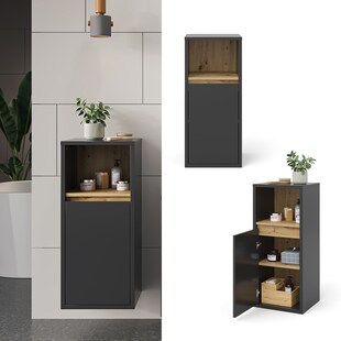 Vicco Midischrank Badschrank Badezimmermöbel Viola Anthrazit Eiche modern 38x80 Badezimmer Schrank Badmöbel Schranktür Schrankfach Ablage Aufbewahrung 