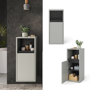 Vicco Midischrank Badschrank Badezimmermöbel Viola Grau Anthrazit modern 38x80 Badezimmer Schrank Badmöbel Schranktür Schrankfach Ablage Aufbewahrung 