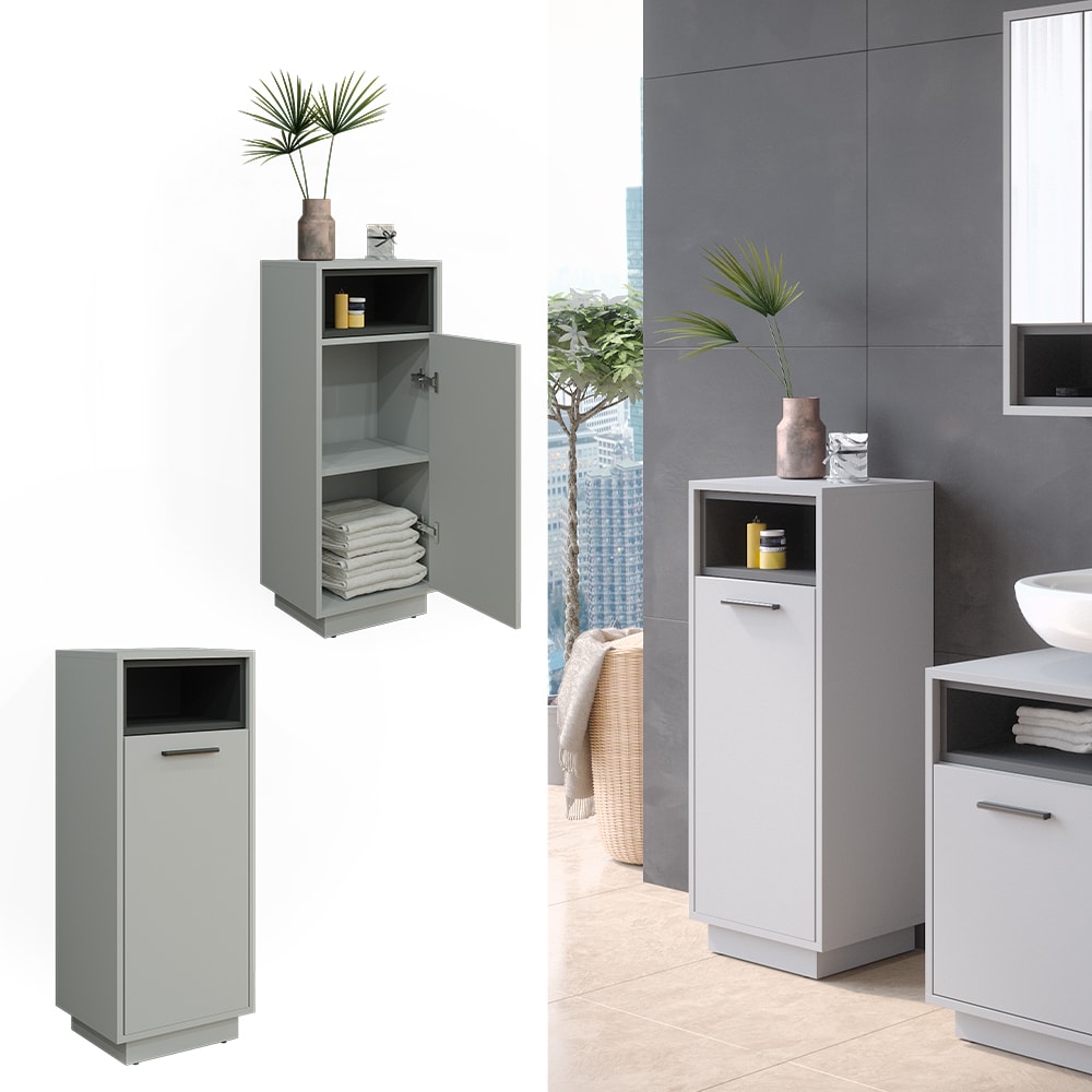 Vicco Midischrank Badschrank Badezimmerm&ouml;bel Beatrice Grau Anthrazit modern 38x80 Badezimmer Schrank Badm&ouml;bel Schrankt&uuml;r Schrankfach Ablage Aufbewahrung 