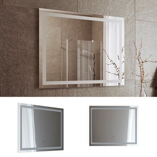 Vicco Badspiegel Viola mit LED-Beleuchtung 80x65cm, Spiegel für das Badezimmer 