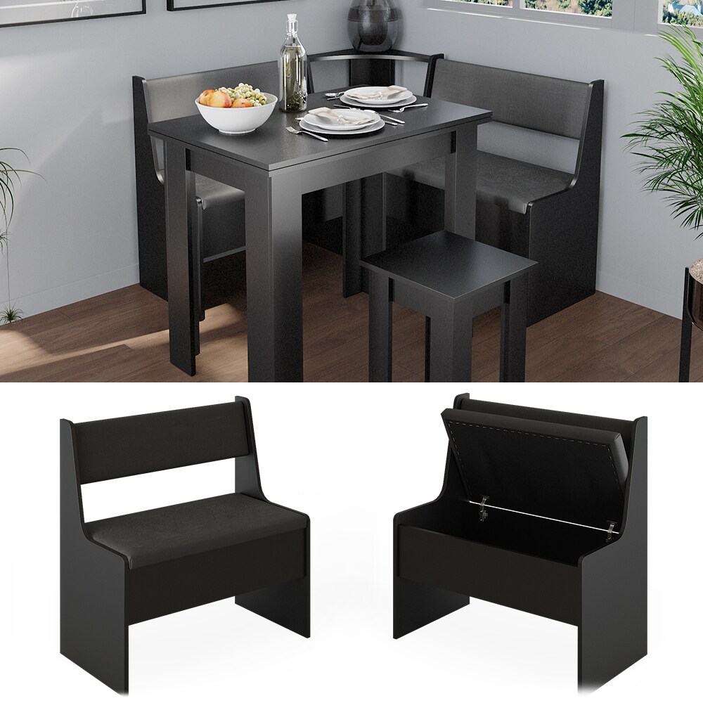 Vicco K&uuml;chenbank Sitzbank Esszimmerbank Roman Schwarz 77 cm modern Truhenbank Eckbankgruppe Esszimmergruppe K&uuml;chensitzgruppe Sitzbankgruppe K&uuml;chenm&ouml;bel Polsterm&ouml;bel 