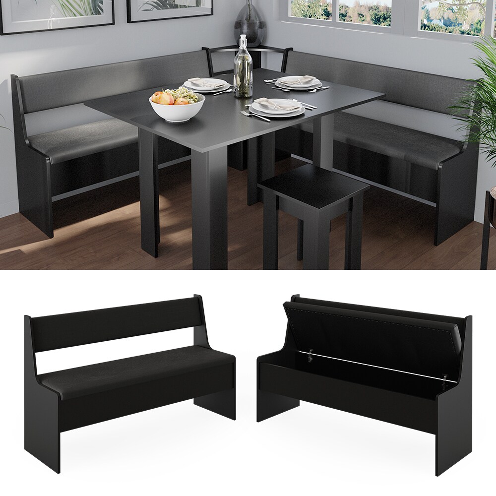 Vicco K&uuml;chenbank Sitzbank Esszimmerbank Roman Schwarz 137 cm modern Truhenbank Eckbankgruppe Esszimmergruppe K&uuml;chensitzgruppe Sitzbankgruppe K&uuml;chenm&ouml;bel Polsterm&ouml;bel 