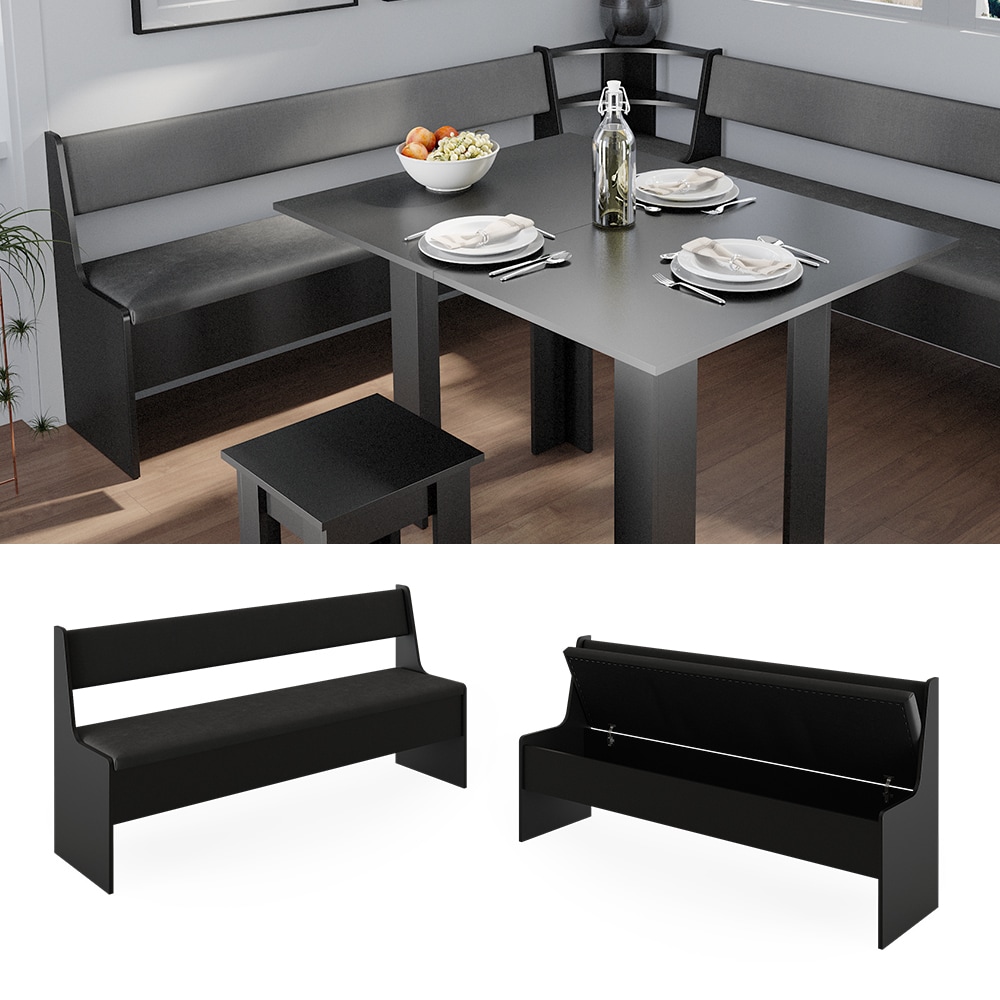 Vicco K&uuml;chenbank Sitzbank Esszimmerbank Roman Schwarz 167 cm modern Truhenbank Eckbankgruppe Esszimmergruppe K&uuml;chensitzgruppe Sitzbankgruppe K&uuml;chenm&ouml;bel Polsterm&ouml;bel 