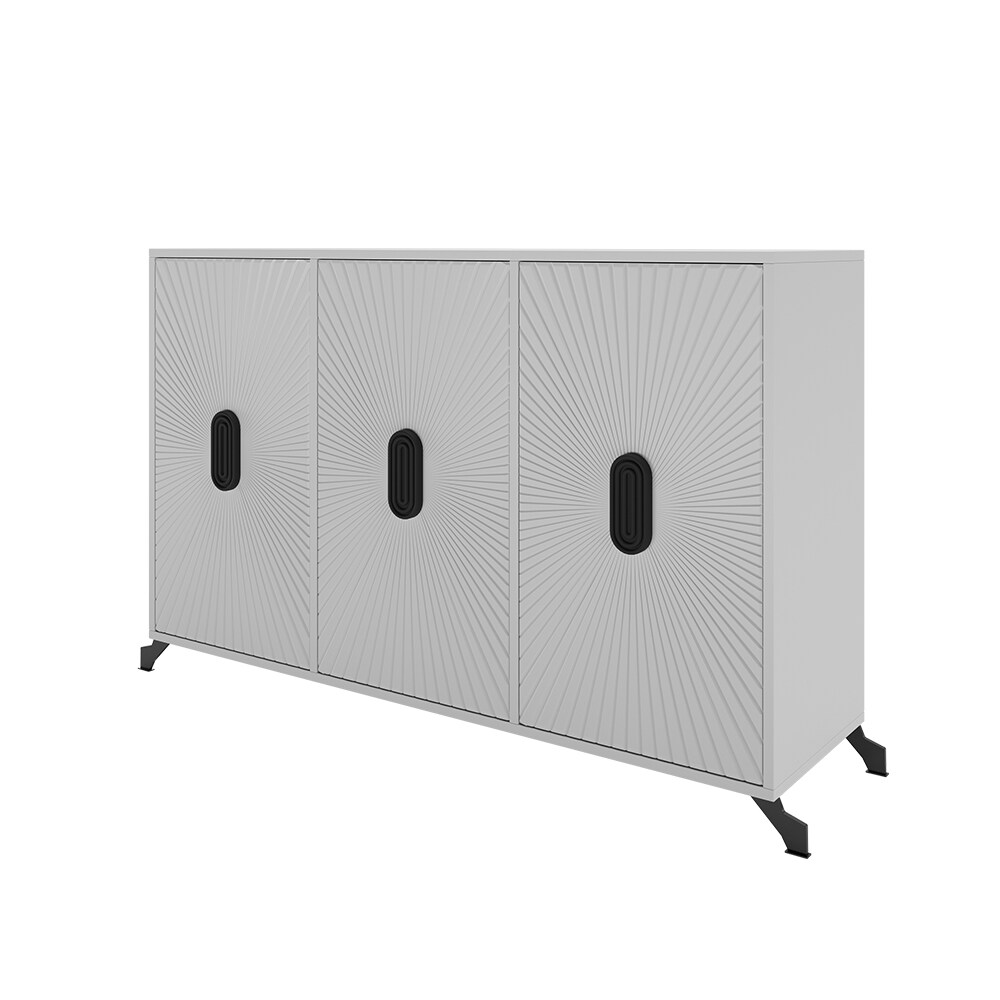 Vicco Sideboard Marokko 140 x 90 cm, Hellgrau, Wohnzimmerschrank mit 3 T&uuml;ren 