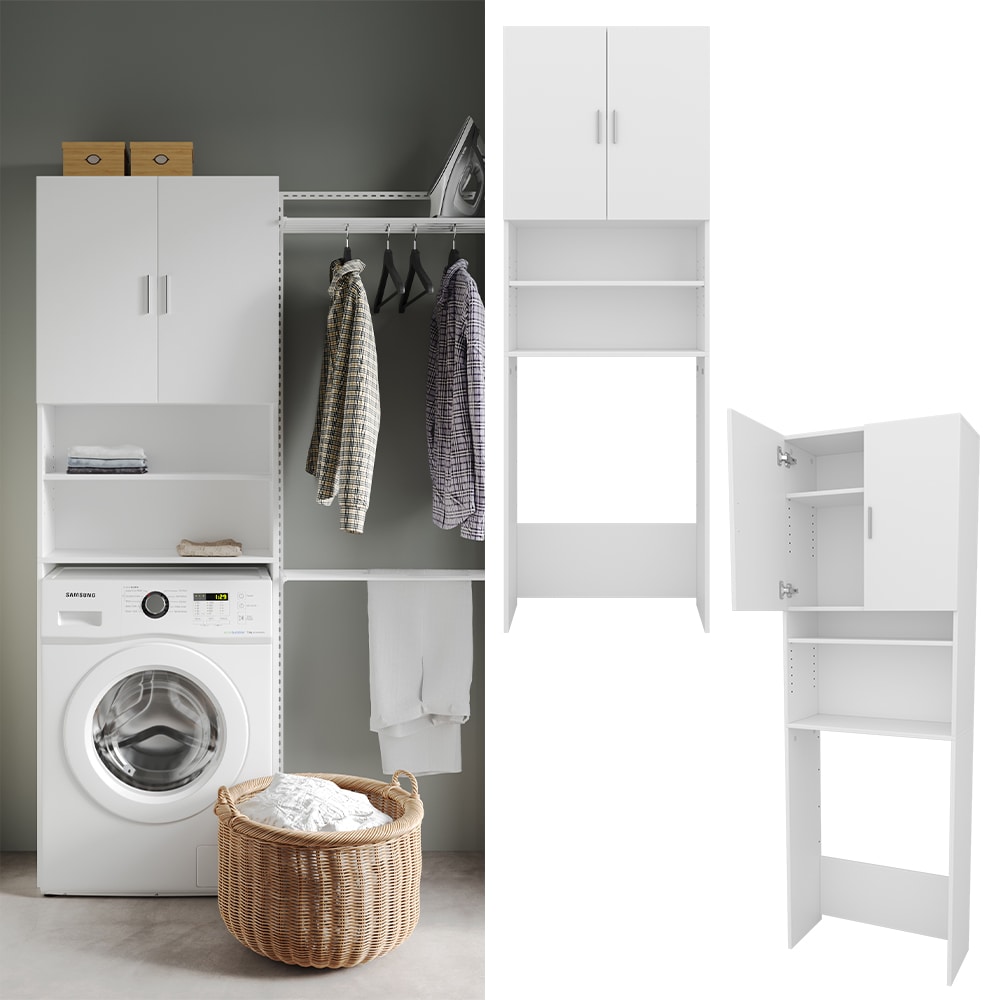 Vicco Waschmaschinenschrank Martha Wei&szlig;, 64 x 190 cm, Badregal, Hochschrank 