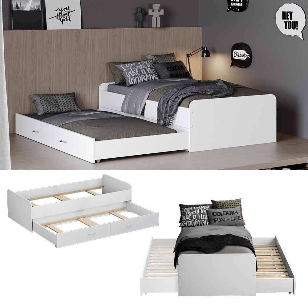 Oskar-Store Kojenbett Jasper 200 x 90 cm Wei&szlig;, mit Lattenrost, Funktionsbett, G&auml;ste 