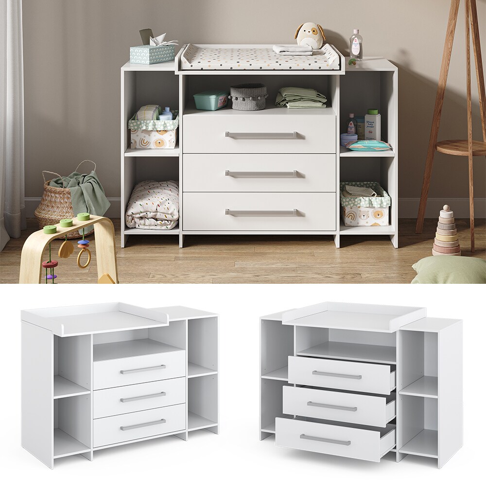 Vicco Wickelkommode Oskar XL 143 x 100 cm, Wei&szlig;, Wickeltisch inkl. Wickelauflage 