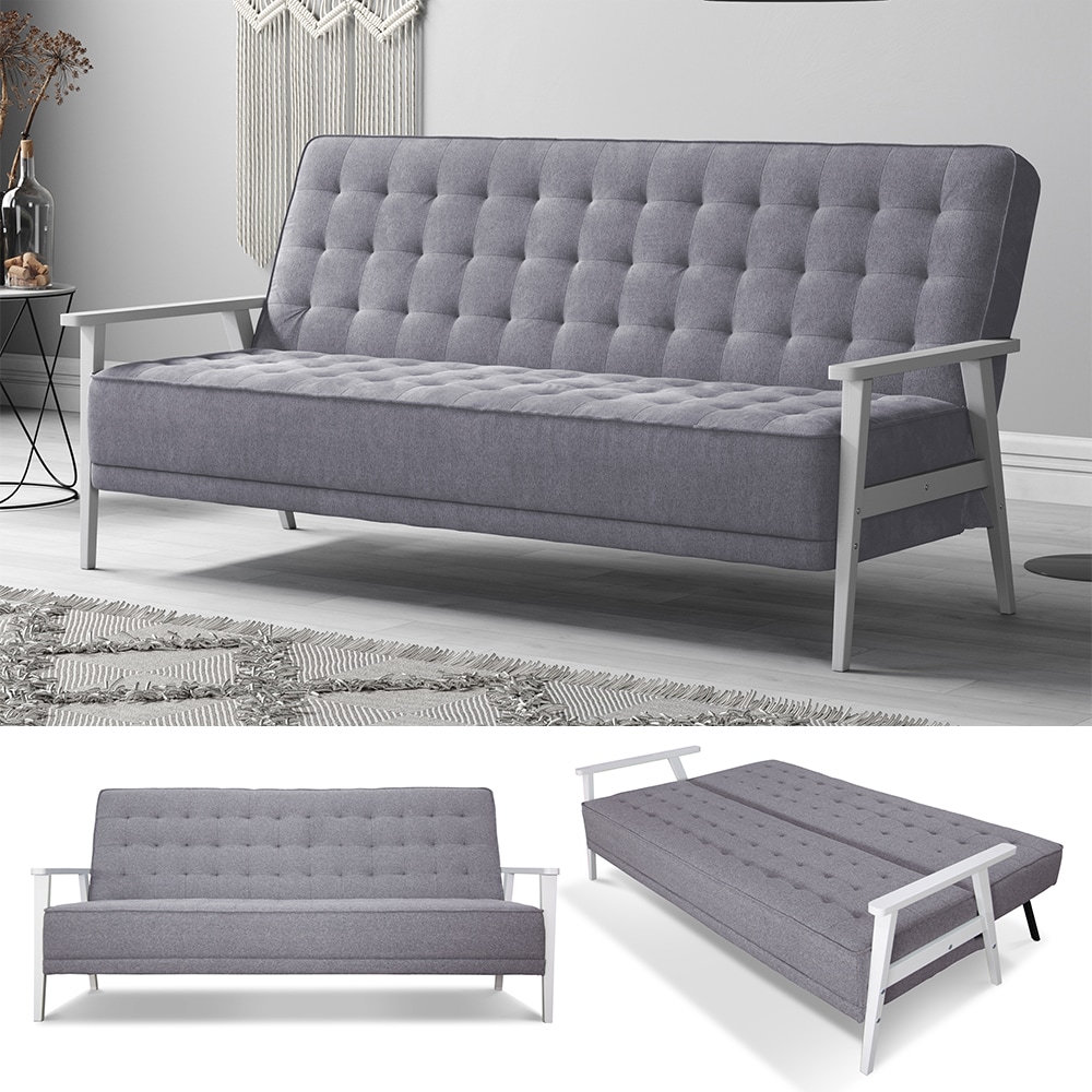 VitaliSpa Schlafsofa Dion mit Klappfunktion, Grau, moderne 3-Sitzer G&auml;stecouch 