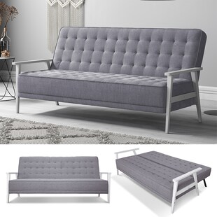 VitaliSpa Schlafsofa Dion mit Klappfunktion, Grau, moderne 3-Sitzer Gästecouch 