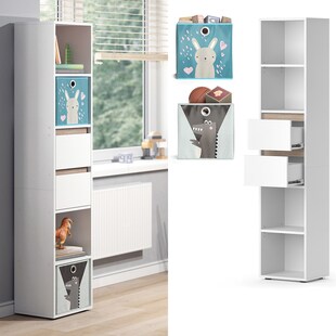 Vicco Kinderregal Bücherregal Standregal Robert Weiß 36 x 171 cm modern Faltboxen Kinderzimmer Regal Wandregal Aufbewahrungsregal Spielzeugaufbewahrung 