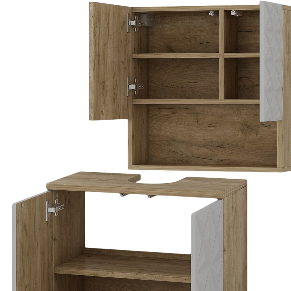 Preisvergleich Für Vicco Badmöbel-Set Badezimmer-Möbel Bad-Schrank Beatrice Eiche Anthrazit Modern Badezimmerschrank Waschtischunterschrank | Ladendirekt