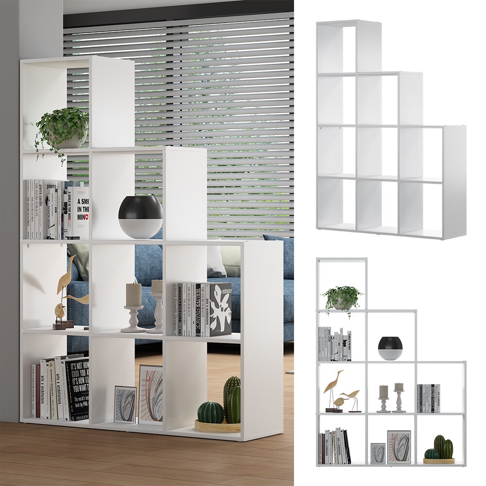 Vicco Treppenregal Aramis 9 F&auml;cher Wei&szlig;, 103,5 x 144 cm, Standregal wei&szlig; mit 9 F&auml;cher 