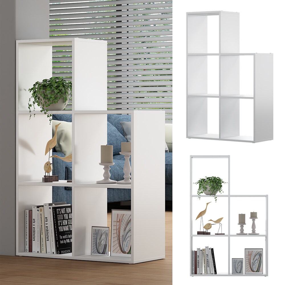 Vicco Treppenregal Aramis Wei&szlig;, 73 x 108 cm, Standregal mit 5 F&auml;cher 