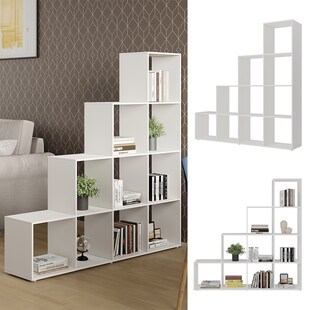 Vicco Treppenregal Aramis Weiß, 138 x 143 cm, Standregal mit 10 Fächer 