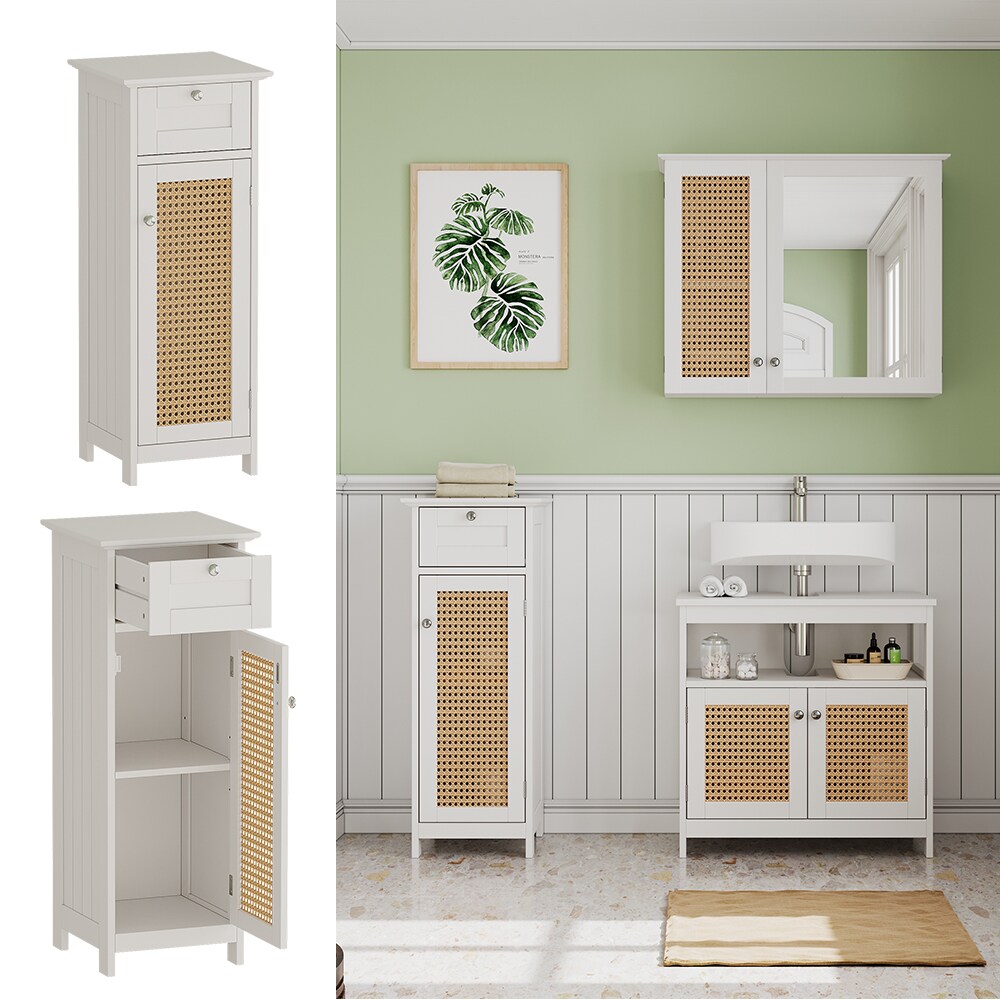 Vicco Midischrank Rosario 32 x 87 cm, Wei&szlig;, 1 T&uuml;r, 1 Schublade, Badezimmer, modern 