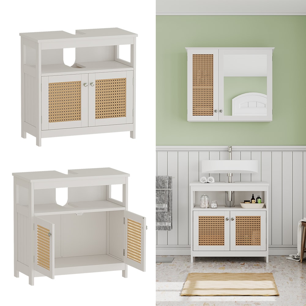 Vicco Waschtischunterschrank Rosario 60 x 60 cm, Wei&szlig;, 2 T&uuml;ren, 1 Ablage, Badezimmer, modern 