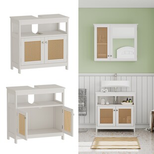 Vicco Waschtischunterschrank Rosario 60 x 60 cm, Weiß, 2 Türen, 1 Ablage, Badezimmer, modern 