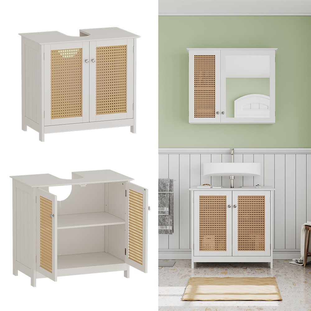 Vicco Waschtischunterschrank Rosario 60 x 58 cm, Wei&szlig;, 2 T&uuml;ren, Badezimmer, modern 