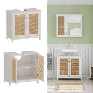 Vicco Waschtischunterschrank Rosario 60 x 58 cm, Weiß, 2 Türen, Badezimmer, modern 