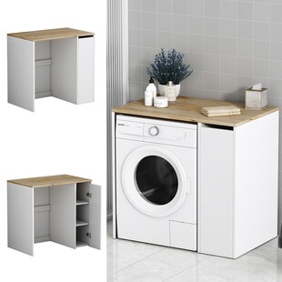 Oskar-Store Waschmaschinenschrank Viktor 93,5 x 60 cm, Eiche Weiß, Badschrank 