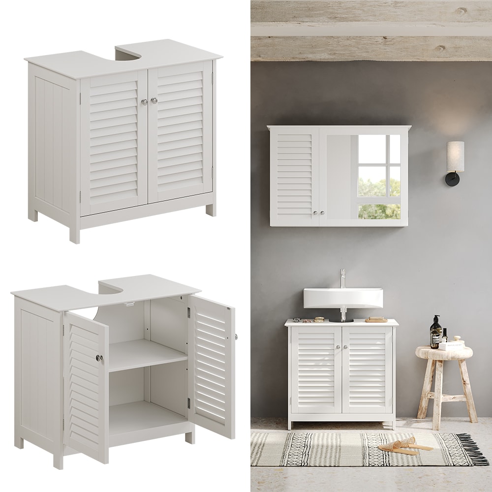 Vicco Waschtischunterschrank Riad, 60 x 58 cm, Wei&szlig;, 2 T&uuml;ren, Badezimmer 