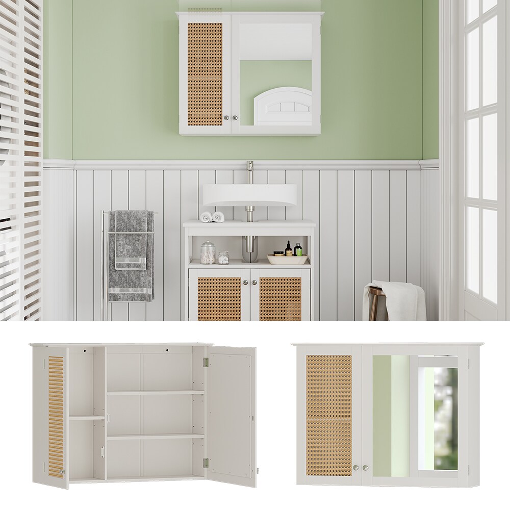 Vicco Spiegelschrank Rosario 60 x 49 cm, Wei&szlig;, mit 2 T&uuml;ren, Badezimmer, modern 