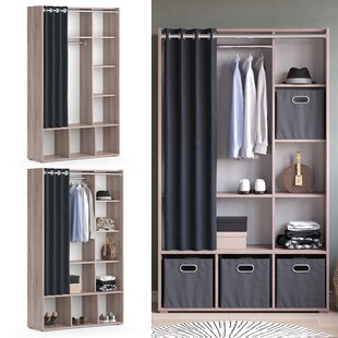 Vicco Kleiderschrank Schlafzimmerschrank Garderobe Luigi Sonoma 106 x 178 cm modern Schrankregal Organizer Vorhang Kleiderstange Fächer Aufbewahrung Ablage 