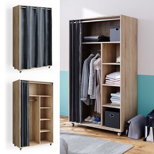 Vicco mobiler Kleiderschrank Dielenschrank Garderobe Doros Sonoma 100 x 168 cm offen rollbar 