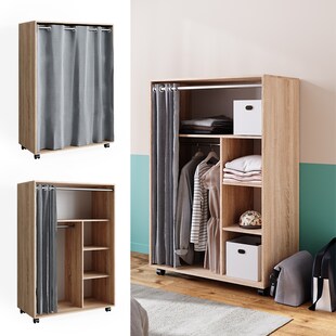Vicco mobiler Kleiderschrank Dielenschrank Garderobe Doros Sonoma 100 x 147 cm offen rollbar 