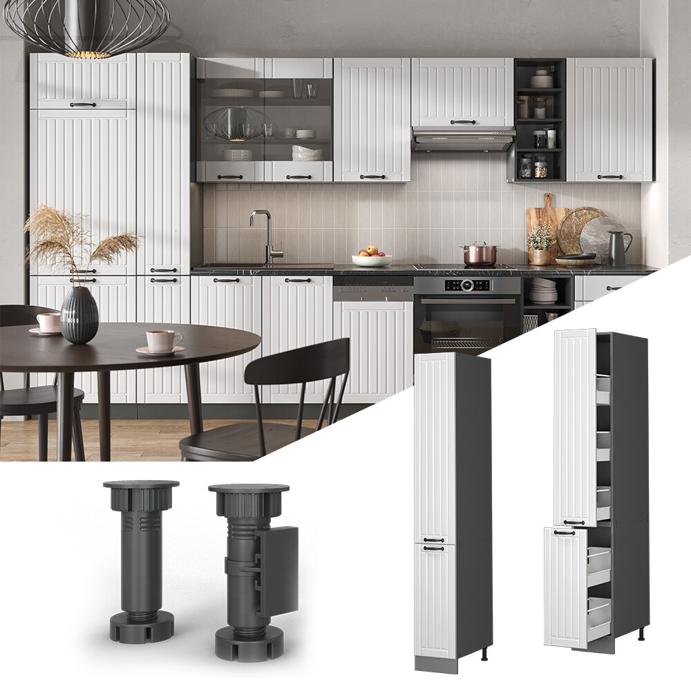 Vicco Apothekerhochschrank K&uuml;chenschrank K&uuml;chenm&ouml;bel Fame-Line Anthrazit Wei&szlig; Landhaus 30 cm modern 