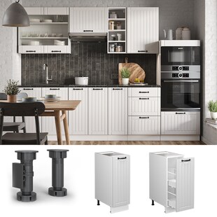 Vicco Apothekerunterschrank Küchenschrank Küchenmöbel Fame-Line Weiß Landhaus 30 cm modern 