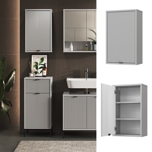 Vicco Hängeschrank für Badezimmer, Eliza 40 x 65 cm, Grau, Tür, moderne Badserie 