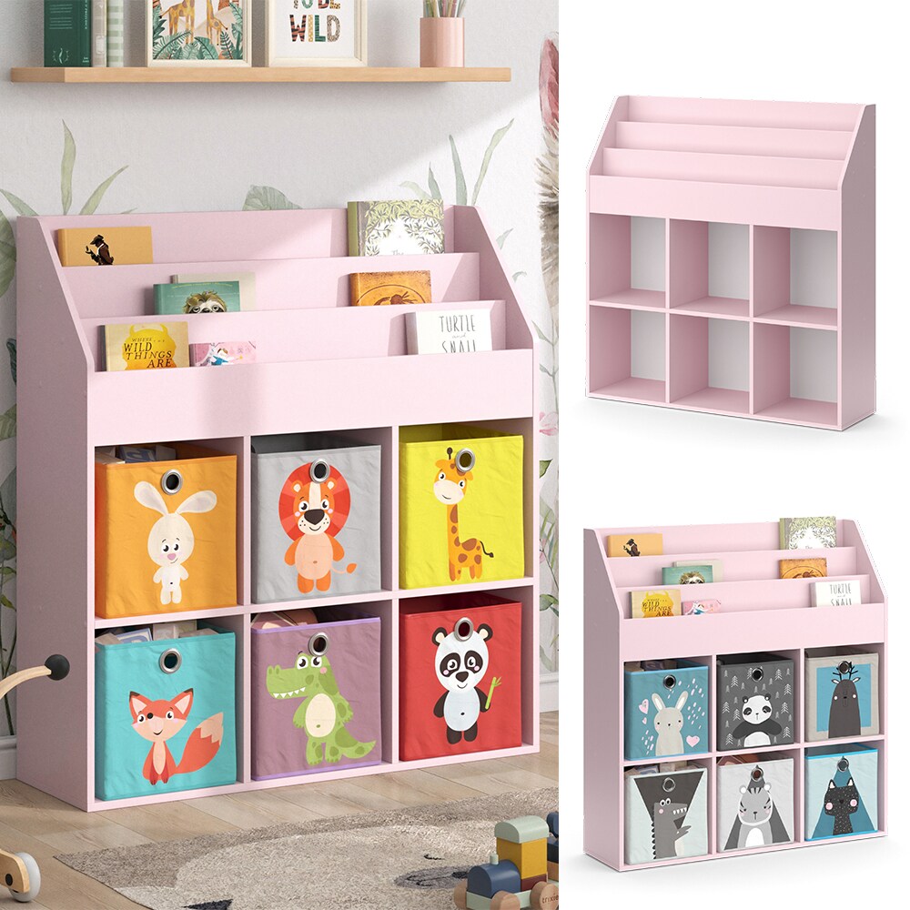 Vicco Kinderb&uuml;cherregal Luigi 107 x 114 cm, Rosa, Kinderzimmerregal, offene F&auml;cher 