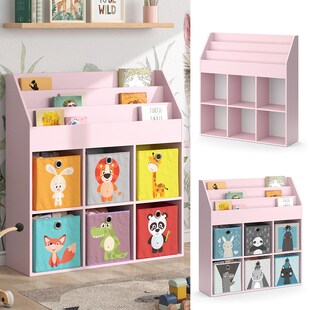 Vicco Kinderbücherregal Luigi 107 x 114 cm, Rosa, Kinderzimmerregal, offene Fächer 