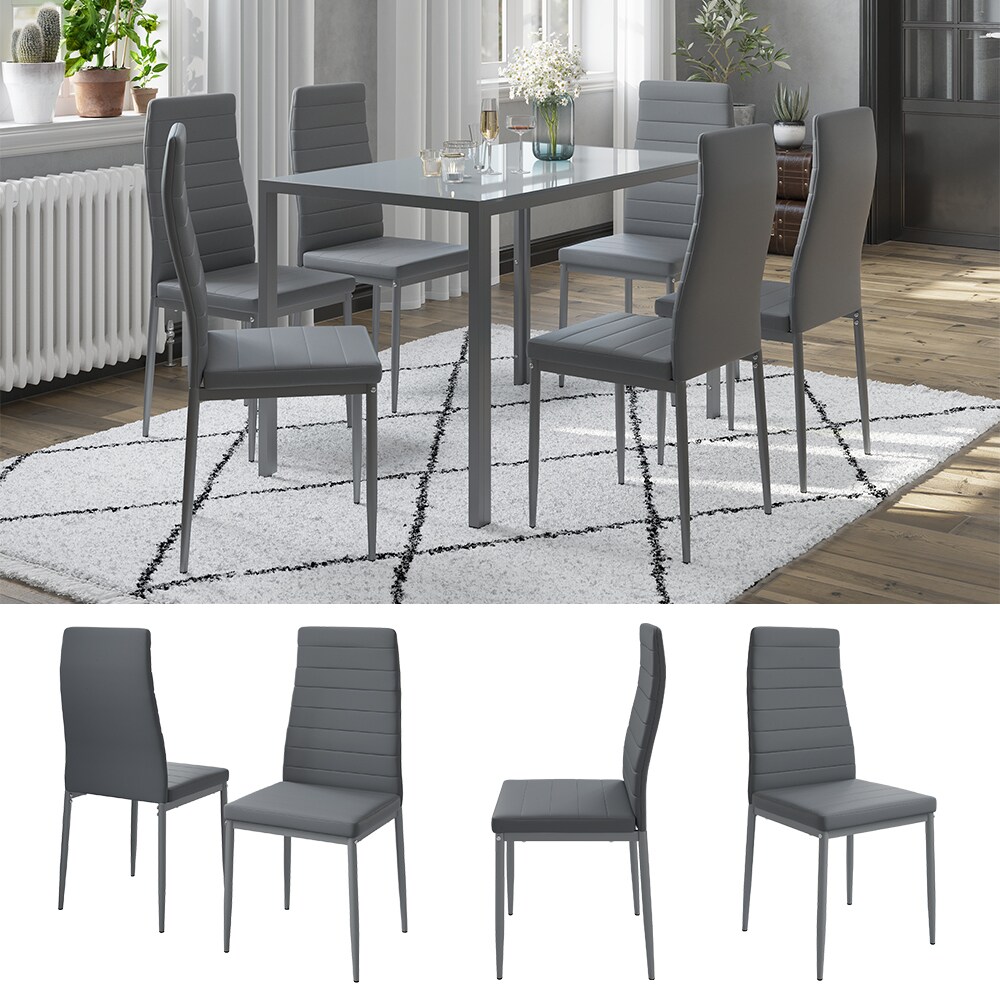 Vicco Esszimmerstuhl "Grand Metall" Grau, 42,5 x 96 x 48 cm, 6-teilig, Hochlehner, modern 