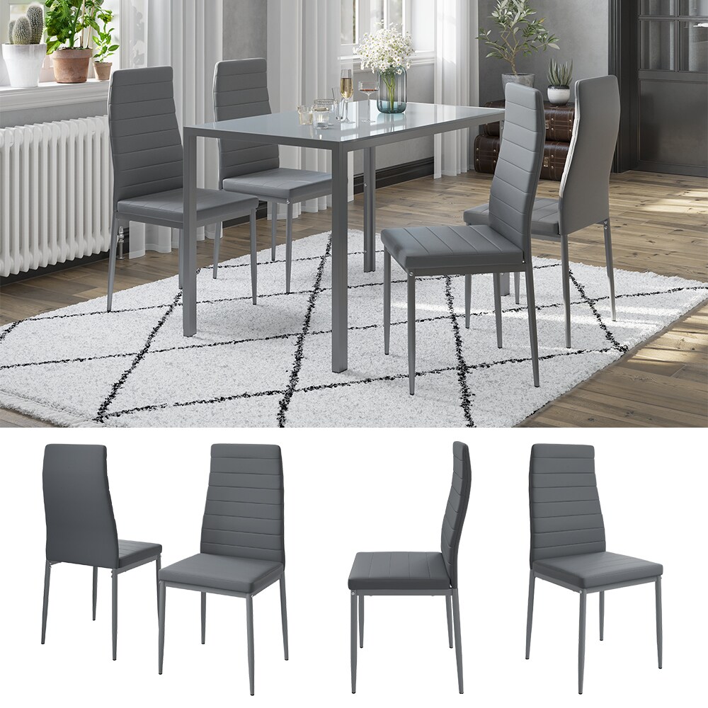 Vicco Esszimmerstuhl "Grand Metall" Grau, 42,5 x 96 x 48 cm, 4-teilig, Hochlehner, modern 