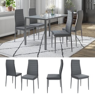 Vicco Esszimmerstuhl "Grand Metall" Grau, 42,5 x 96 x 48 cm, 4-teilig, Hochlehner, modern 