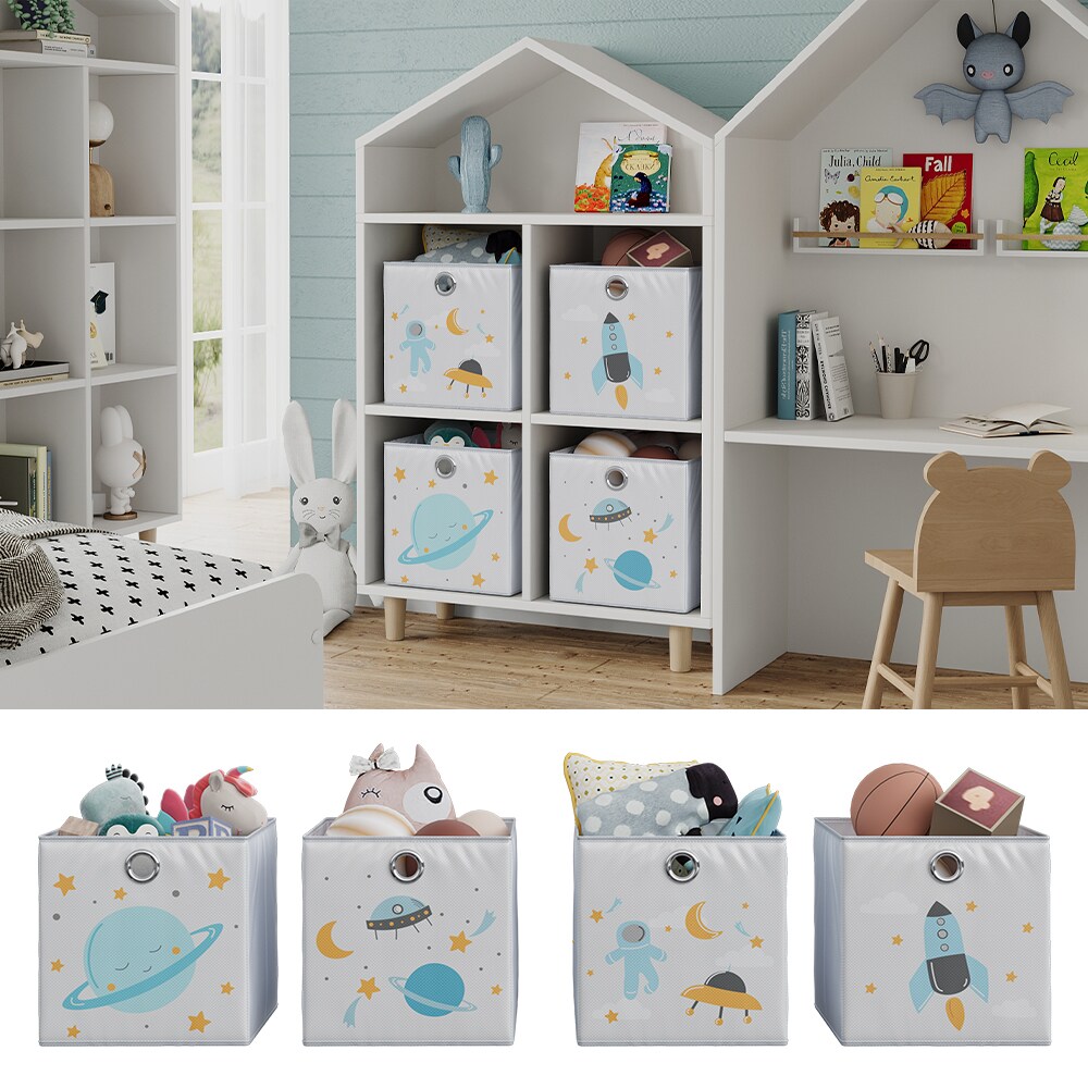 Vicco Faltboxen - 2er Set "Weltall", 30 x 30 cm, Grau, Aufbewahrungsbox, abwaschbar 