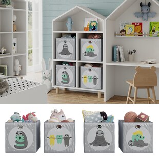 Vicco Faltboxen - 2er Set "Faultiere", 30 x 30 cm, Grau, Aufbewahrungsbox, abwaschbar 