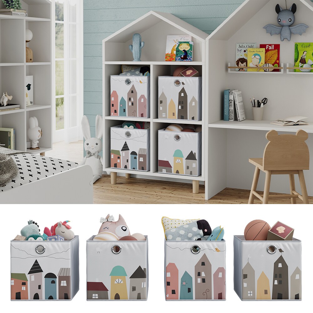 Vicco Faltboxen - 2er Set "Stadt", 30 x 30 cm, Grau, Aufbewahrungsbox, abwaschbar 