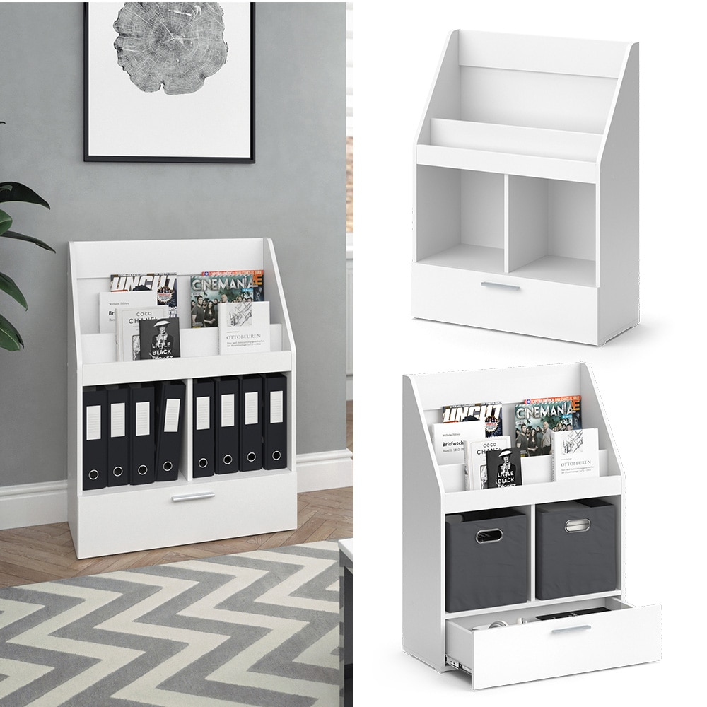 Vicco B&uuml;cherregal Luigi 72 x 96,2 cm, Wei&szlig;, Wohnzimmerregal, modern 