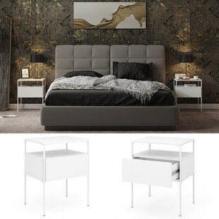 Vicco Nachtschrank Mira Weiß 40 x 50 cm 2er Set Ablage Nachtkommode modern 