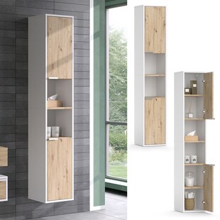 Vicco Hochschrank Henri 30 x 165 cm, Weiß, 2 Türen, Ablage, Badschrank, modern 