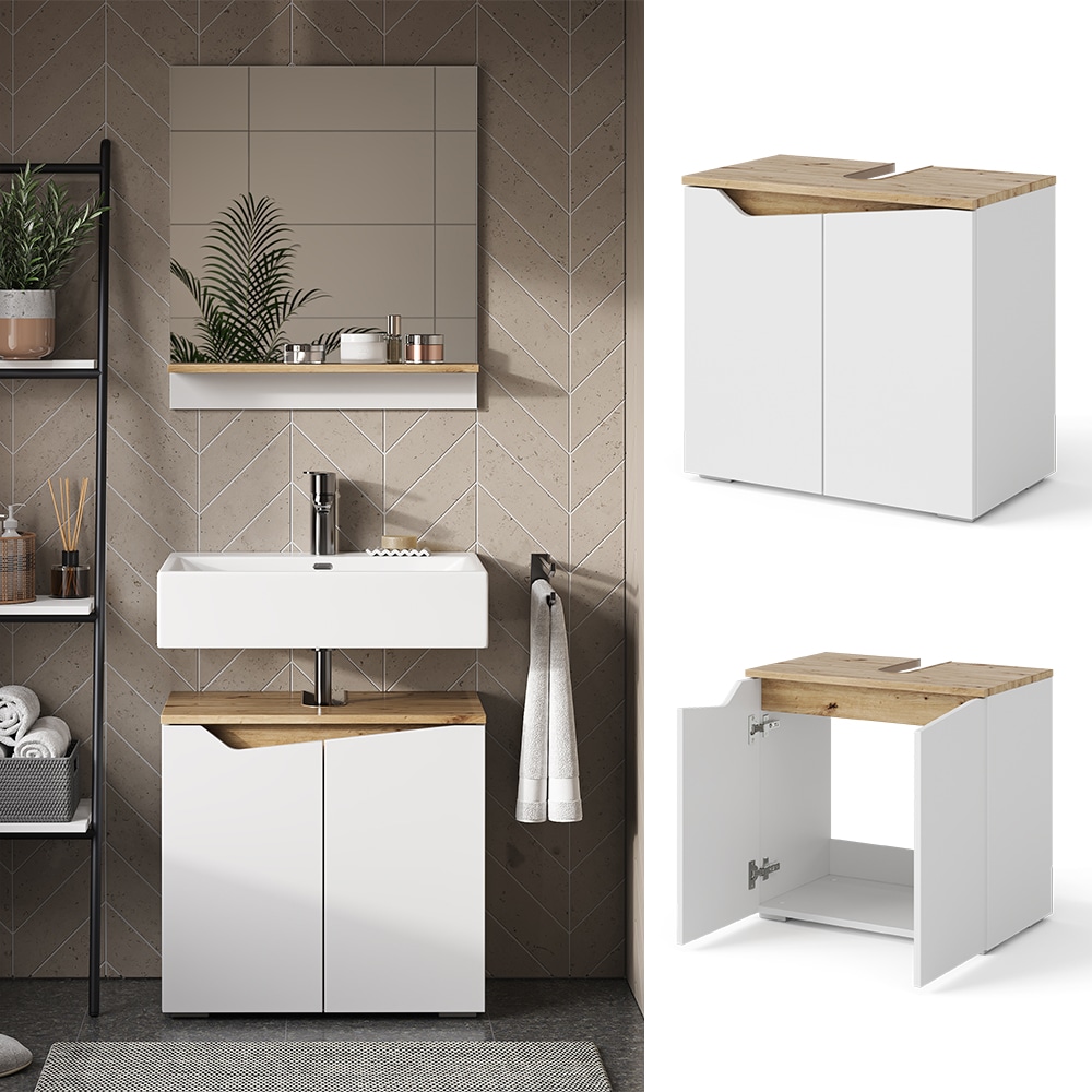 Vicco Waschtischunterschrank Marelle 60 x 57,5 cm Wei&szlig; Artisan modern Badezimmer 