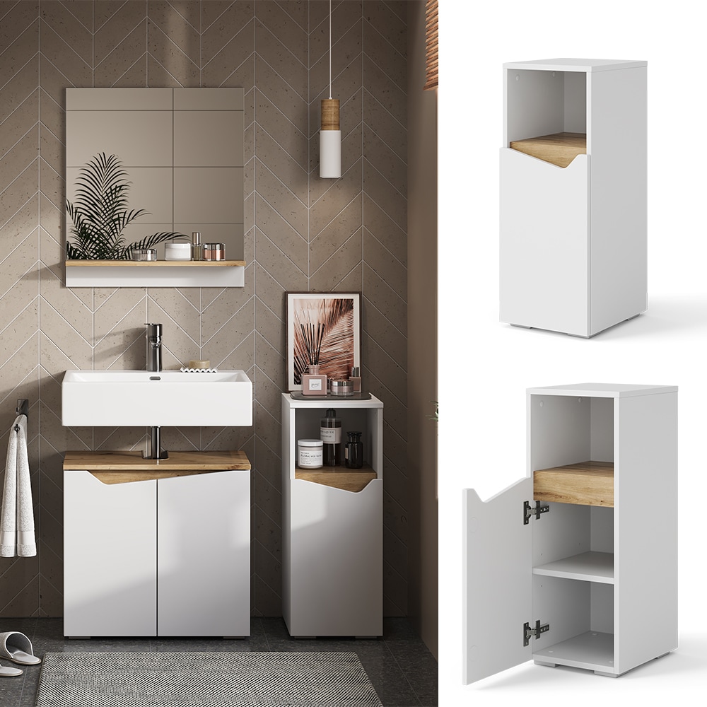 Vicco Midischrank Marelle 30 x 74 cm, Wei&szlig; Artisan Badschrank modern Badezimmer 
