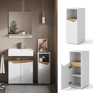 Vicco Midischrank Marelle 30 x 74 cm, Weiß Artisan Badschrank modern Badezimmer 