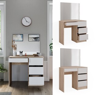 Vicco Schminktisch Sherry Sonoma Weiß, 90 x 75 cm, Spiegel, Frisiertisch, modern 