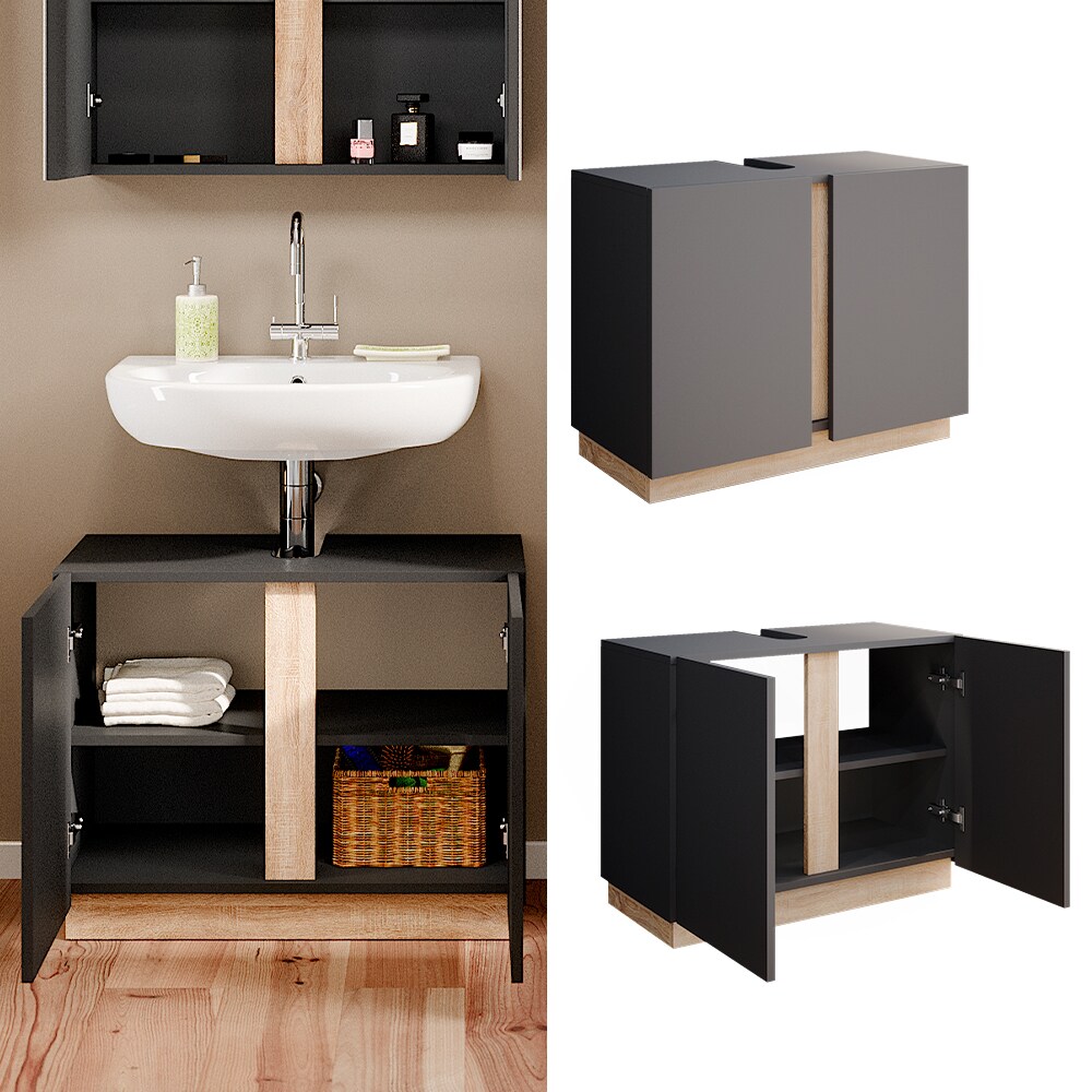 Vicco Waschtischunterschrank Waschbeckenunterschrank Badezimmerschrank Gloria Anthrazit Sonoma 70 x 56 cm modern Badezimmer 2 T&uuml;ren 
