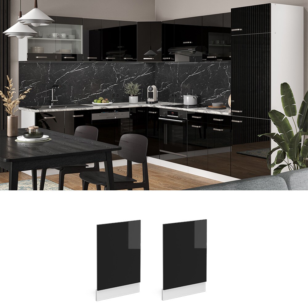 Vicco Geschirrsp&uuml;lerblende K&uuml;chenm&ouml;bel R-Line Solid Wei&szlig; Schwarz 45 cm modern 